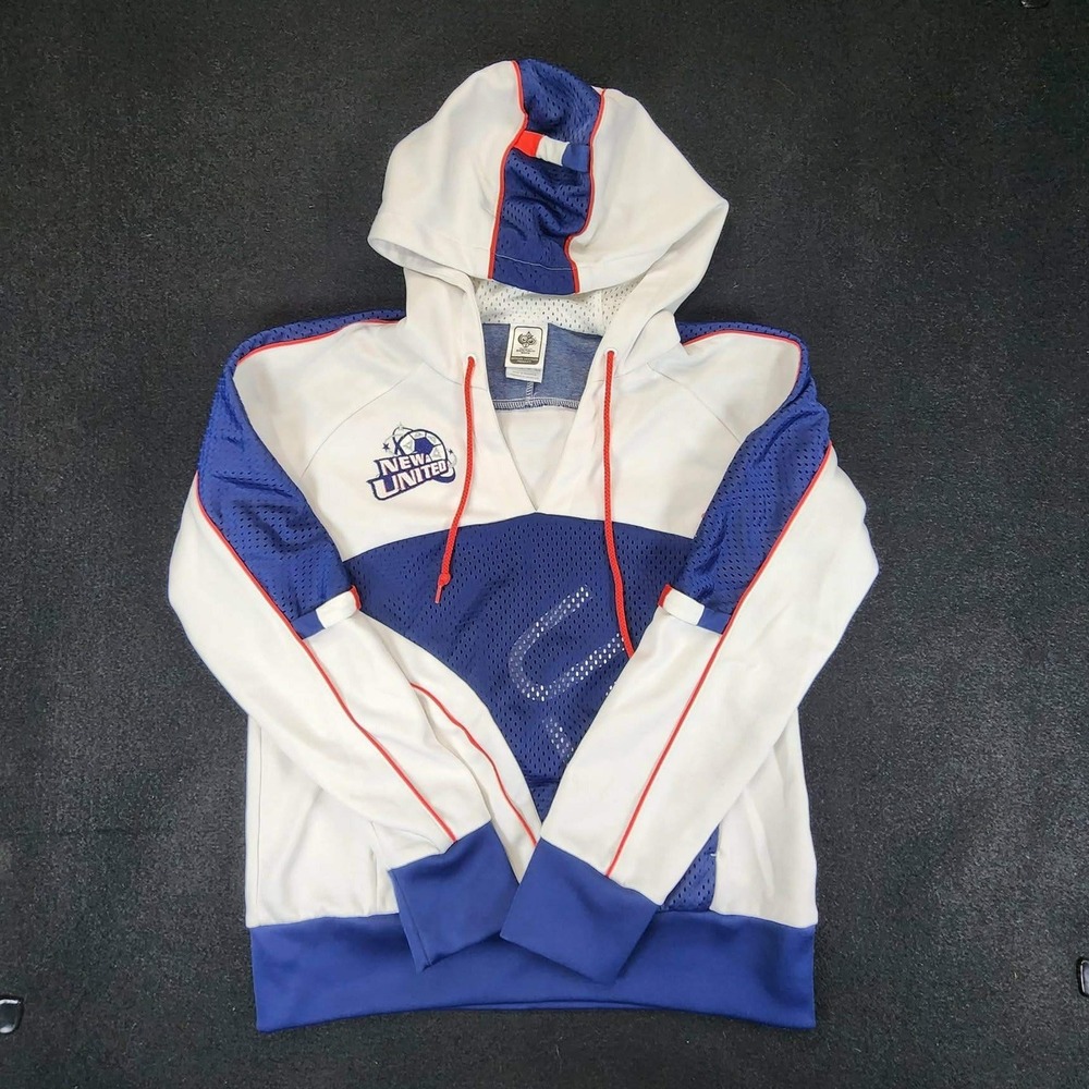 Adidas FIFA World Cup 2006 Hoodie Women M White Blue USA Soccer V-Neck Pullover